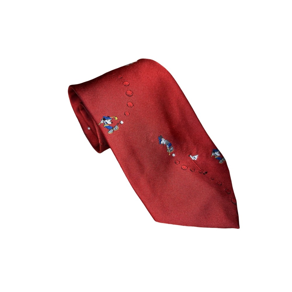 Vintage Balancine Disney Mickey Mouse Golf Necktie Red The Tie Works USA Made